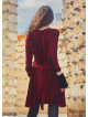 V Neck Sash Tie Midi Flared Red Dress